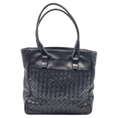 Bottega Veneta Small Tote Bag Black Nappa Leather Intrecciato Parachute Woven