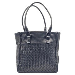 Bottega Veneta Small Tote Bag Black Nappa Leather Intrecciato Parachute Woven