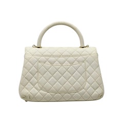 Sac à bandoulière Chanel Coco à poignée et rabat en cuir, blanc - D'occasion
