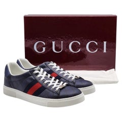 Baskets Gucci Ace GG Supreme Web Low Top pour homme, bleues, taille US 12 / EU 45 - NWB