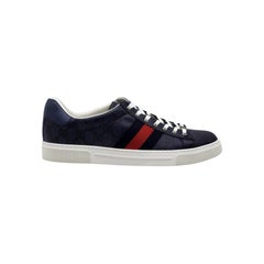 Gucci Ace GG Supreme Web Low Top Herren-Sneaker, blau, US 12, EU 45 – Neu, originalverpackt
