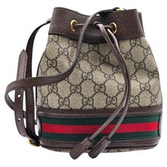 Gucci Ophidia GG Supreme Mini-Beuteltasche 550620 213317, gestreiftes Canvas, braun – Neuwertig
