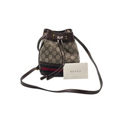Gucci Ophidia GG Supreme Mini-Beuteltasche 550620 213317, gestreiftes Canvas, braun – Neuwertig