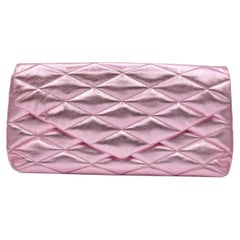 Saint Laurent Sade Puffer Envelope Leather Clutch Metallic Pink - NWT