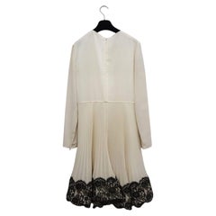 Valentino Techno Couture Wool Long Sleeve Pleated Dress White S - NWT