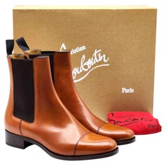 Christian Louboutin Antonio Chelsea Boots Brown Leather EU 40.5 US 7.5 - NWB