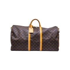 Louis Vuitton Keepall Bandouliere 60 Duffle Travel Bag LV Monogram Canvas