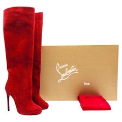 Botas altas hasta la rodilla de ante «Vitish» de Christian Louboutin, rojas, talla EU 35,5 / US 5,5 - Sin usar