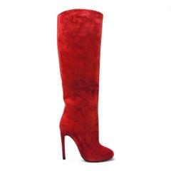 Christian Louboutin Vitish Wildleder-Overknee-Stiefel, rot, EU 35,5, US 5,5 – Neu, in Originalverpackung