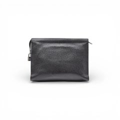 Louis Vuitton Pochette Voyage Pouch MM Clutch Taiga Leather Black - Preowned