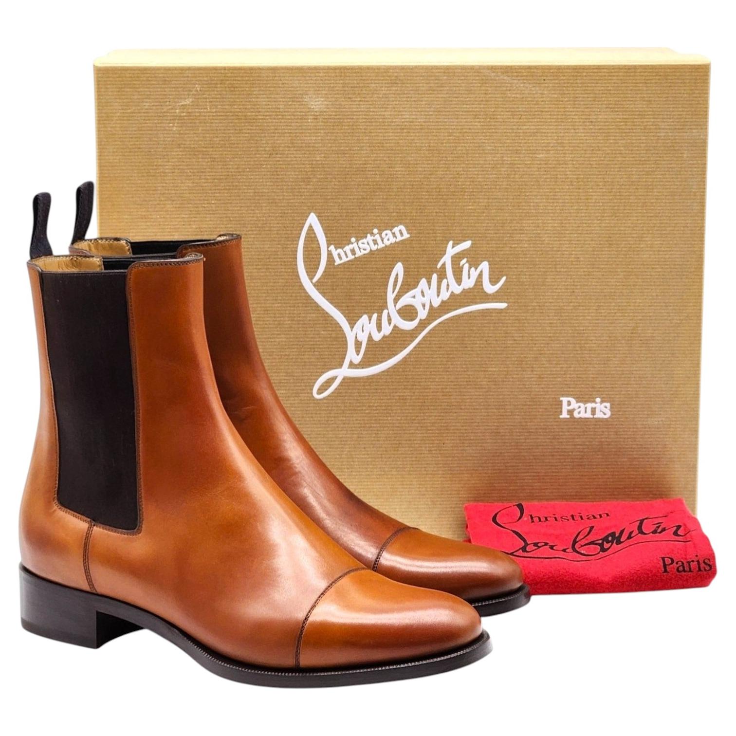 Pre-owned Christian Louboutin Antonio Chelsea Boots Brown Eu 40 Us 7 - Nwb
