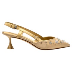 Louis Vuitton Blossom Slingback Heels Satin Crystals Gold EU 36 US 6 - NWB