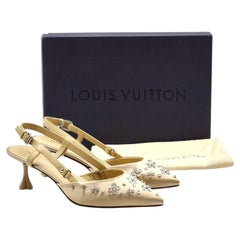 Louis Vuitton Blossom Slingback Heels Satin Crystals Gold EU 36 US 6 - NWB