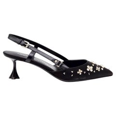 Louis Vuitton Blossom Slingback Heels Satin Crystals Black EU 36 US 6 - NWB