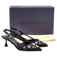 Louis Vuitton Blossom Slingback Heels Satin Crystals Black EU 36 US 6 - NWB