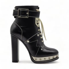 Alexander McQueen Tread Slick Leather Boots Black Size 39 9 US - NWB