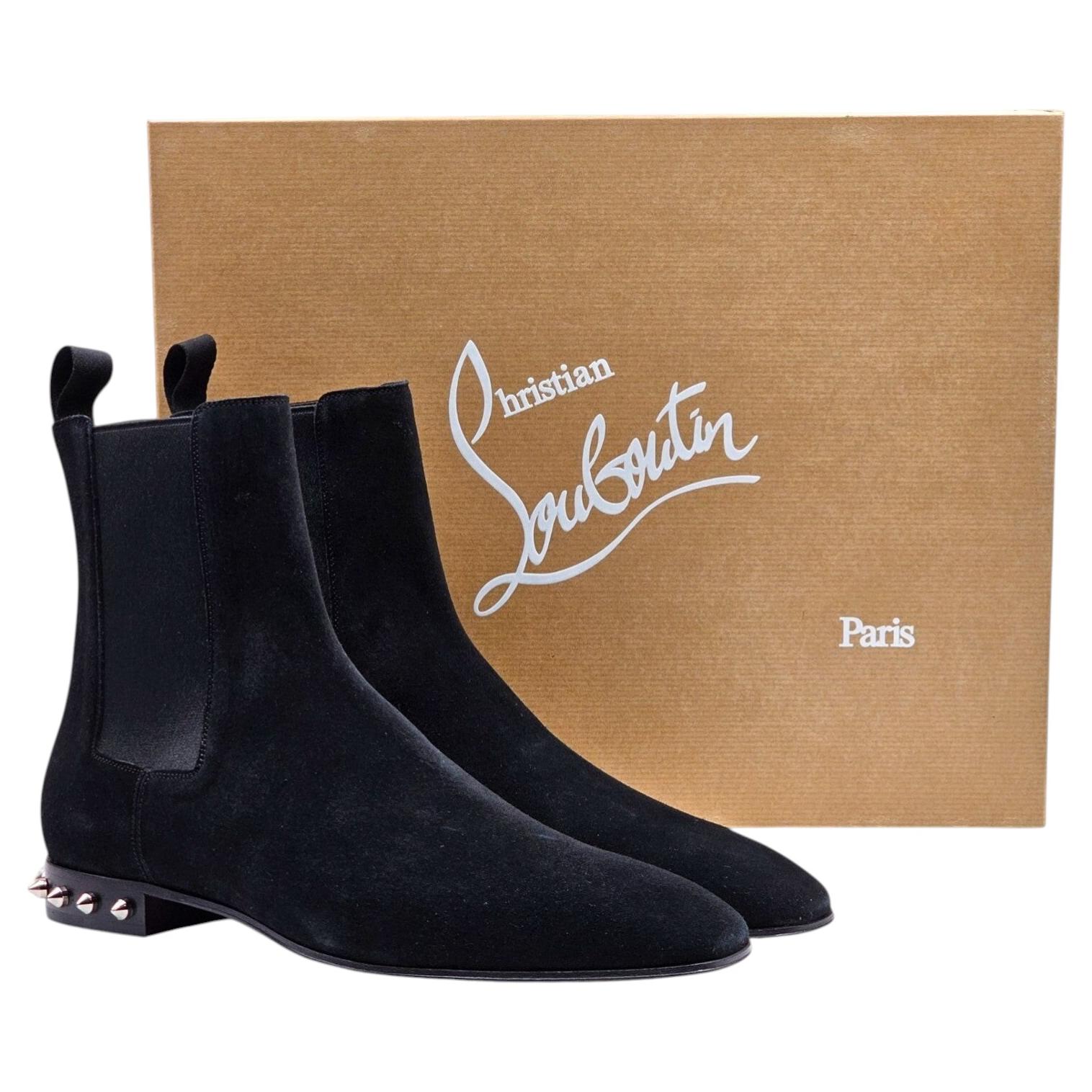Pre-owned Christian Louboutin So Roadie Flat Suede Boots Black Eu 39.5 Us 6.5 - Nwb