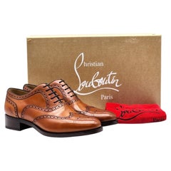 Christian Louboutin Brogue Leather Oxford Shoes Brown EU 39 US 6 - NWB