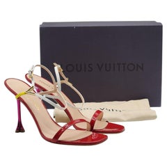Louis Vuitton Blossom Leather Heeled Summer Sandals in Red EU 37.5 US 7.5 - NWB