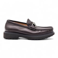 Salvatore Ferragamo Gancini Glasgow Men's Leather Loafers Shoes Brown EU 40 US 7