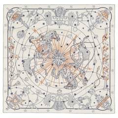 Auth. Hermes Shawl - Chorus Stellarum - CS140 - Blanc Marine Beige - New Tag