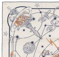 Auth. Hermes Shawl - Chorus Stellarum - CS140 - Blanc Marine Beige - New Tag