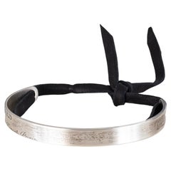 Auth. Hermès Cartouche H Bracelet Solid Silver 925 Black Leather New