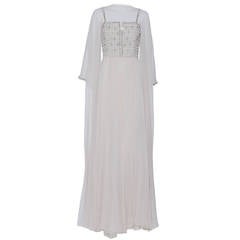1970s Harry Algo beaded silk  gown with robe