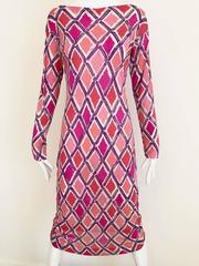 1960s Emilio Pucci Pink and Purple Geometric Print Jersey vintage day dress