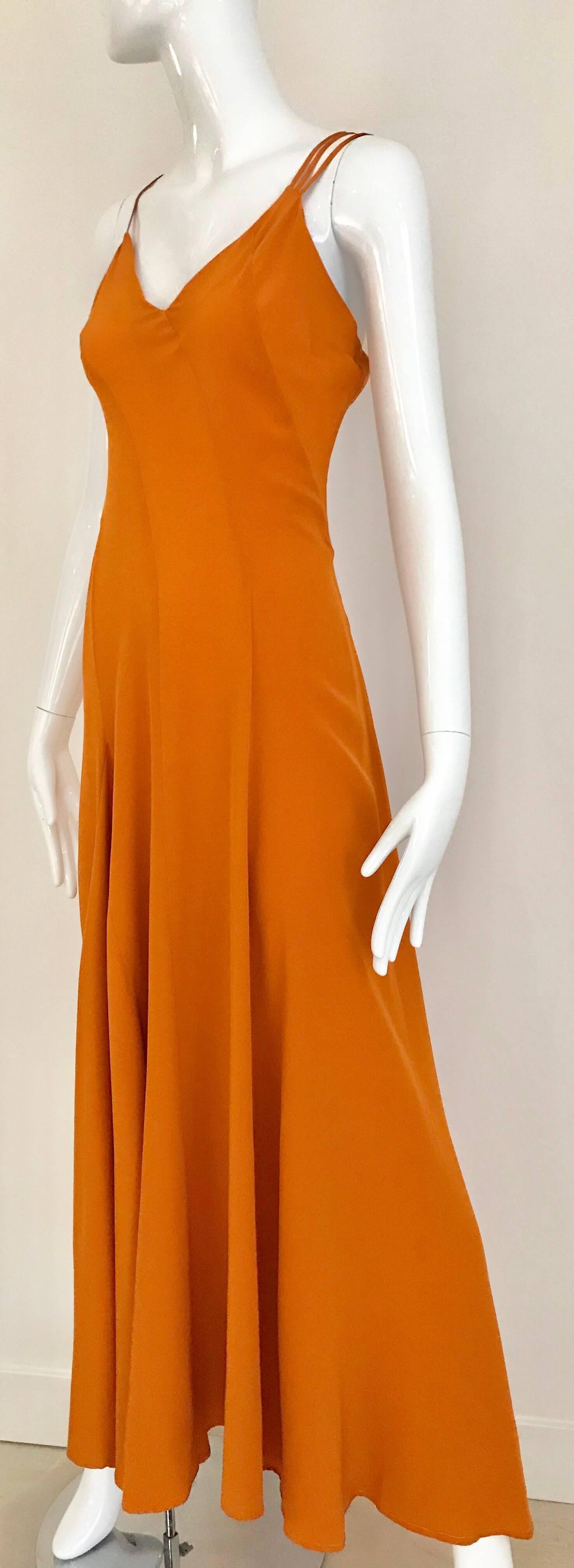 orange silk dress