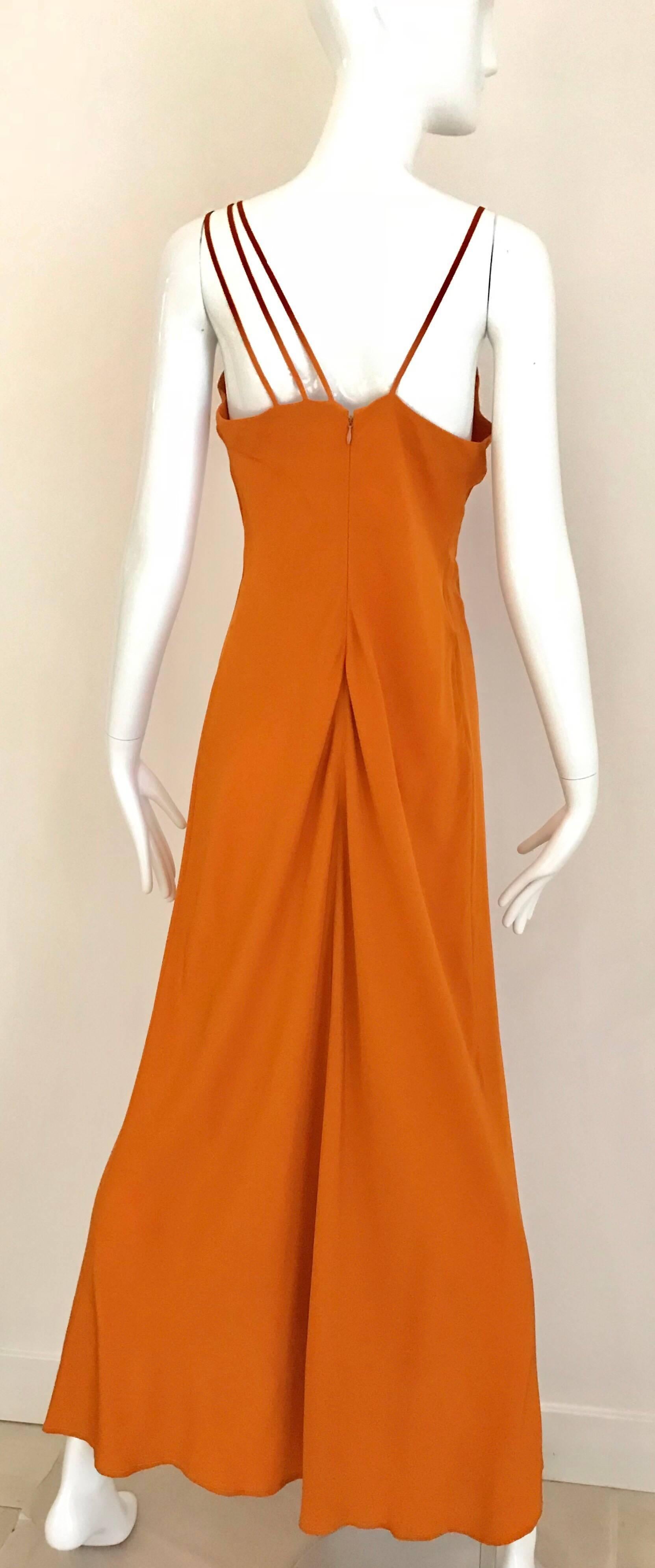 Kenzo 1990s Orange Silk Sparghetti Strap Silk Dress with Belt  In Excellent Condition In Beverly Hills, CA