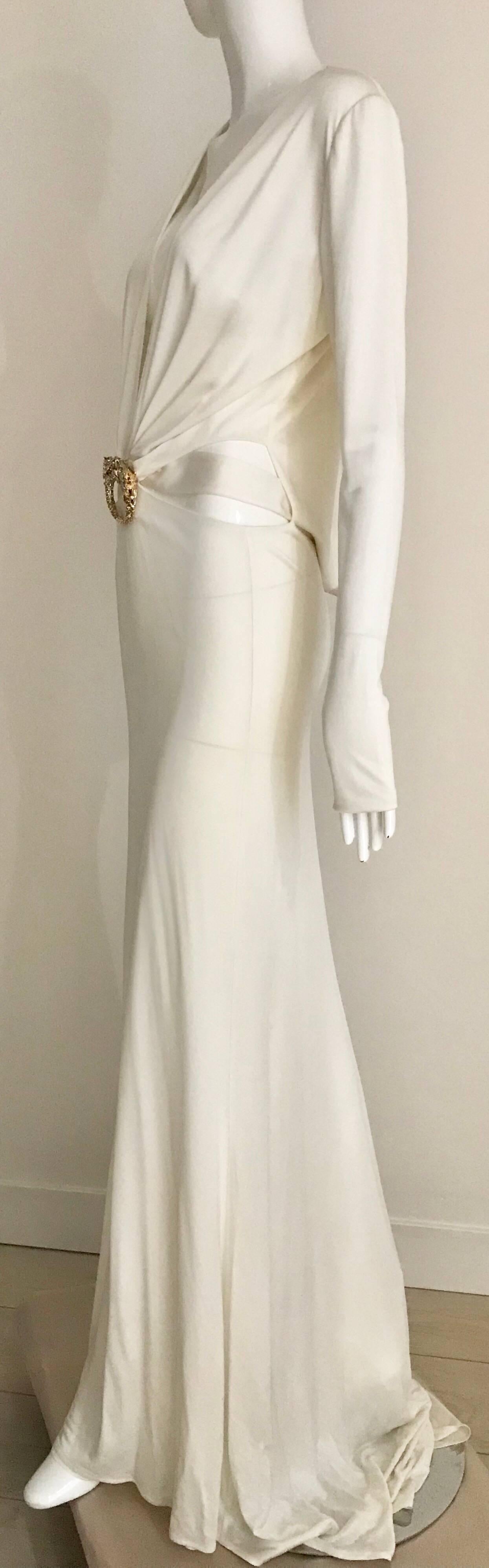 Iconic White Gucci V Neck Jersey Gown by Tom Ford  In Excellent Condition In Beverly Hills, CA