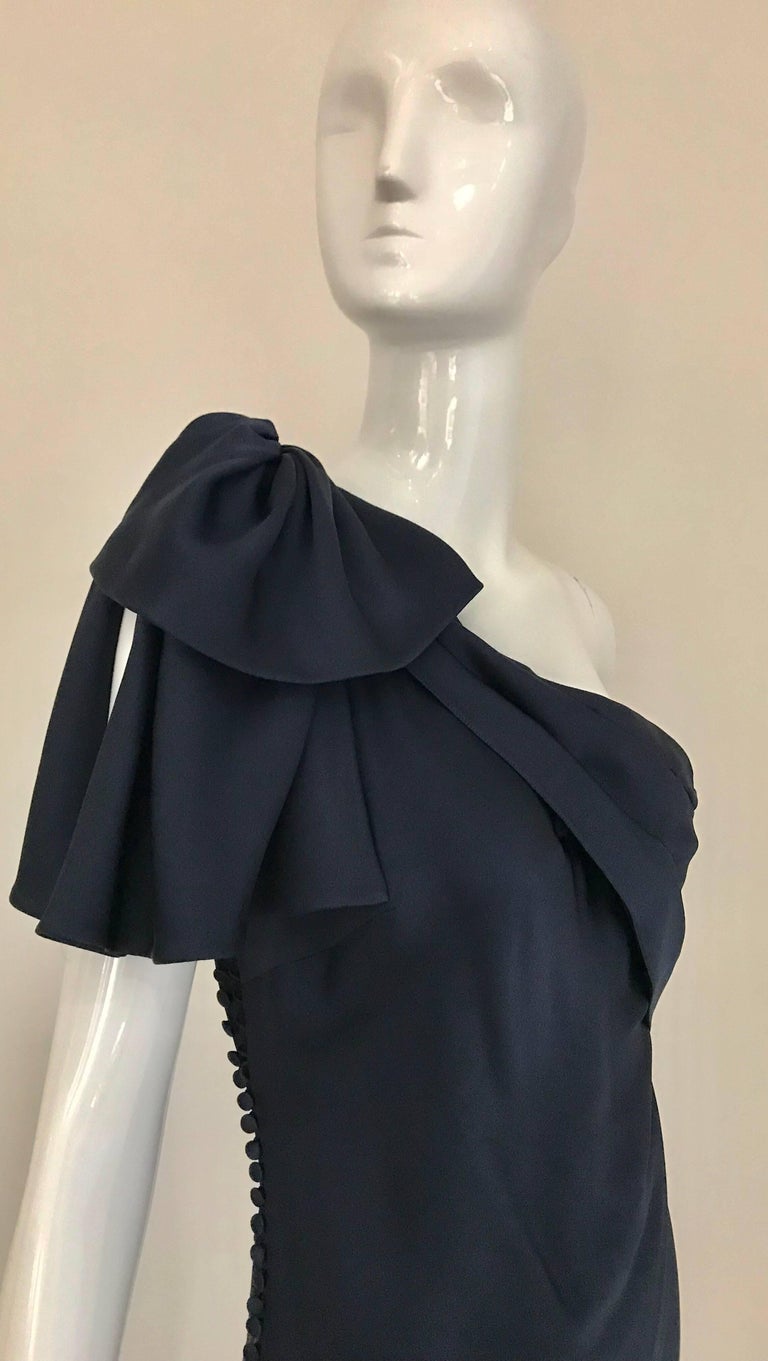 Christian Dior Navy Blue Silk charmeuse One Shoulder Cocktail Dress For ...