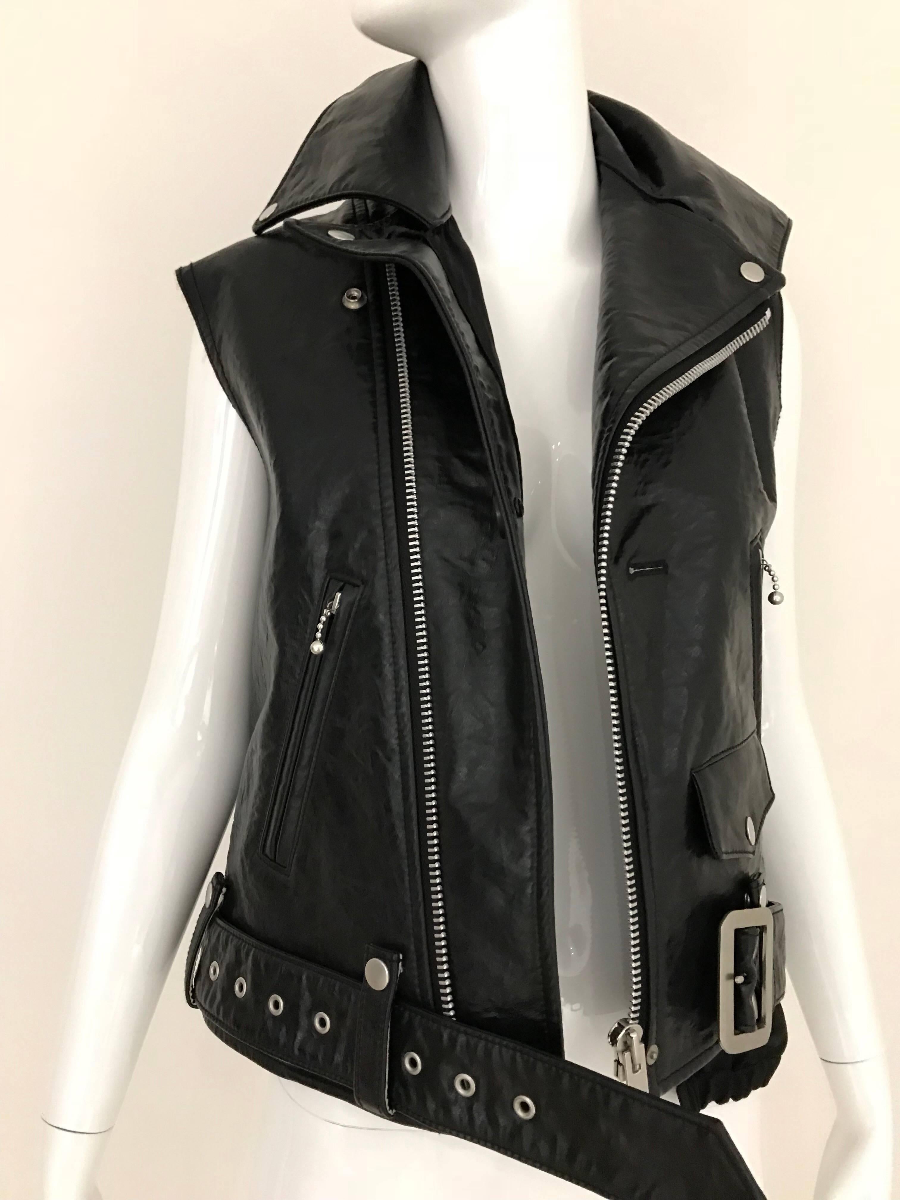 black leather waistcoat