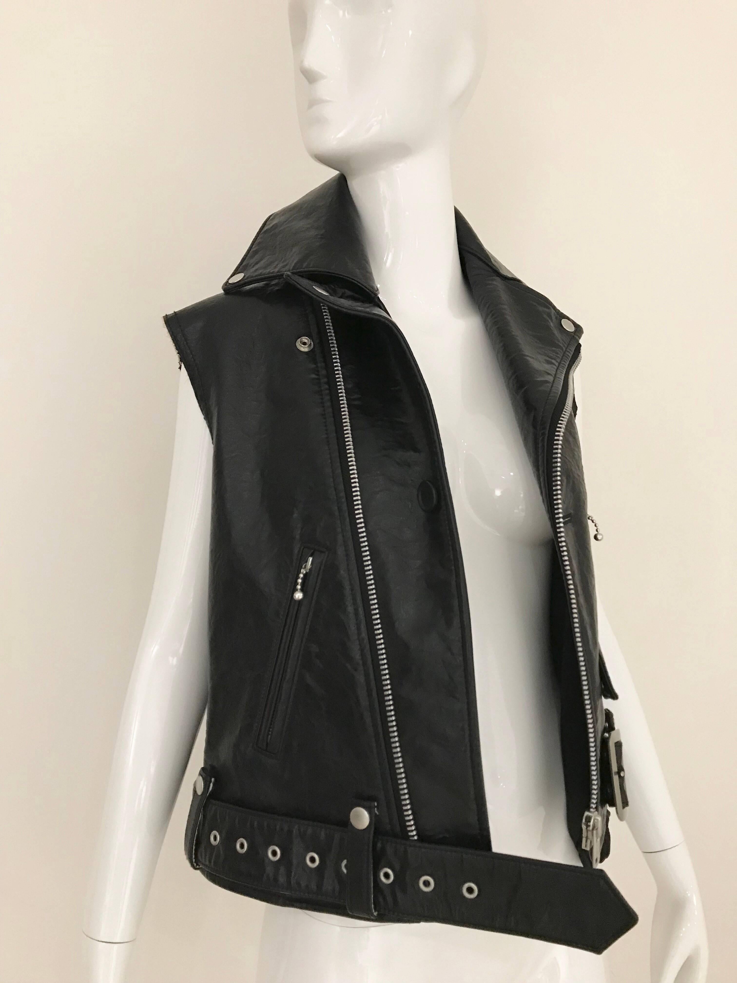 Women's Junya Watanabe  comme des garçons Black  Deconstructed Leather Vest For Sale
