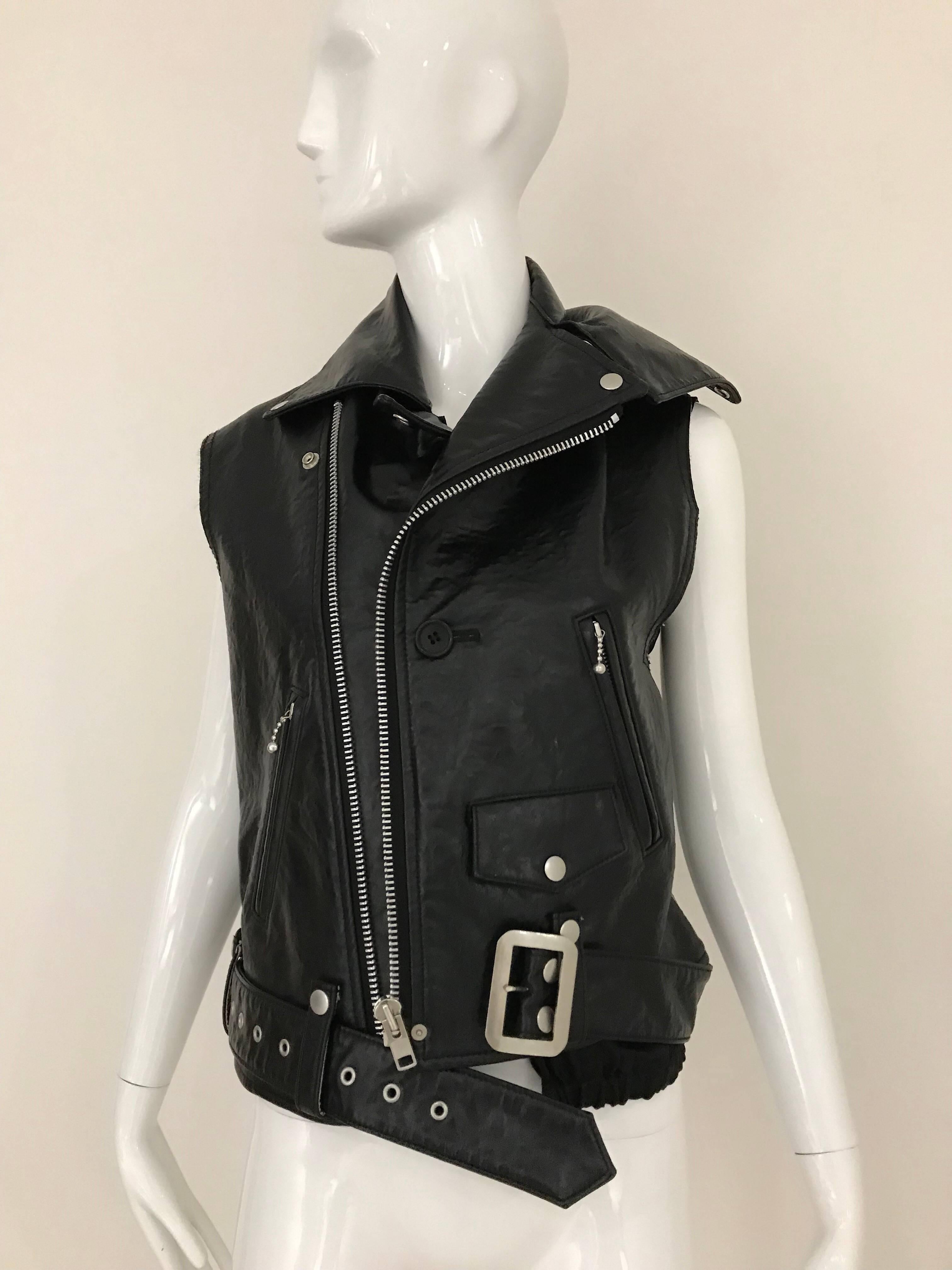 Junya Watanabe  comme des garçons Black  Deconstructed Leather Vest For Sale 1