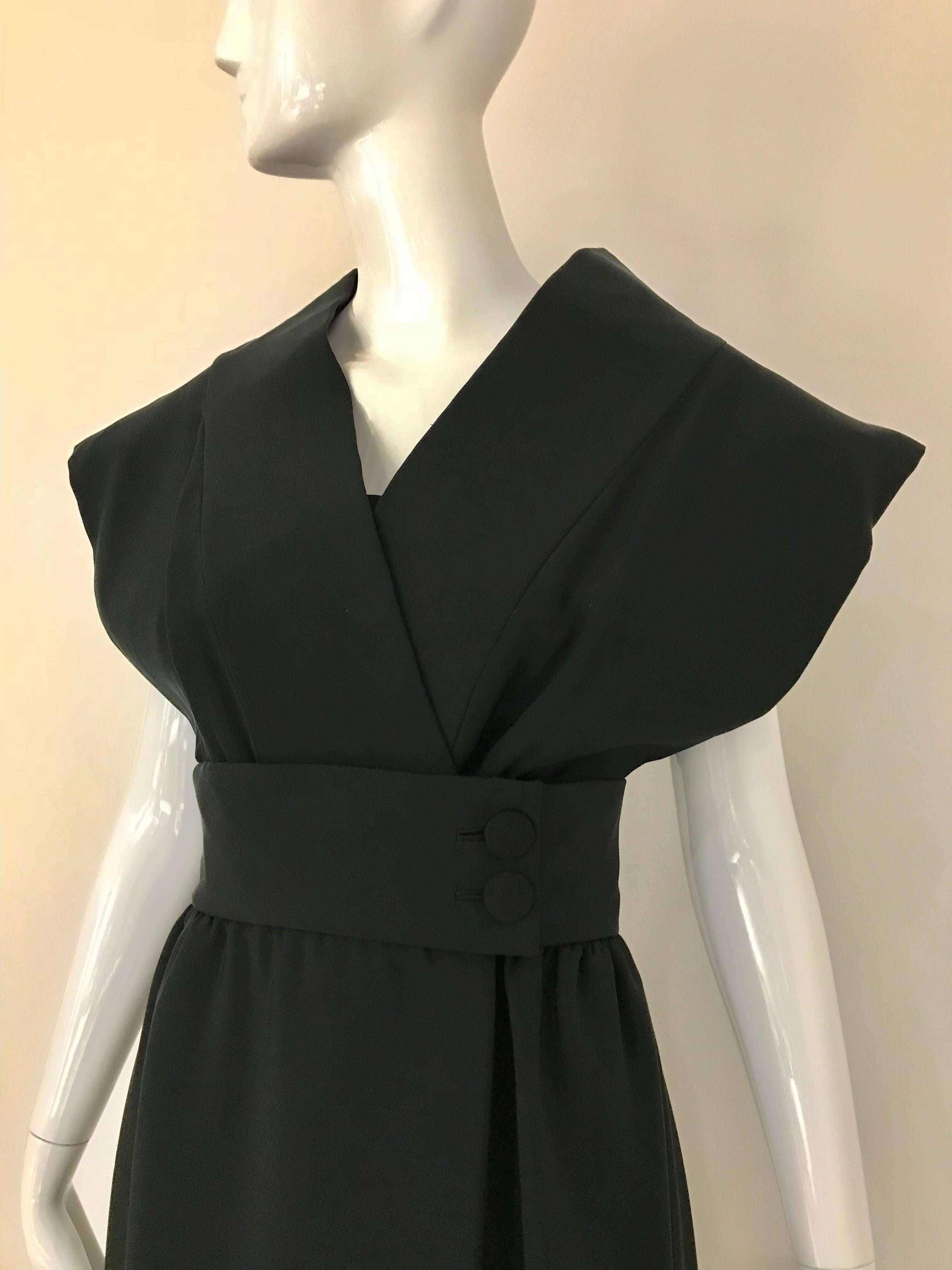 1960s Norman Norell Black Obi Dress 1