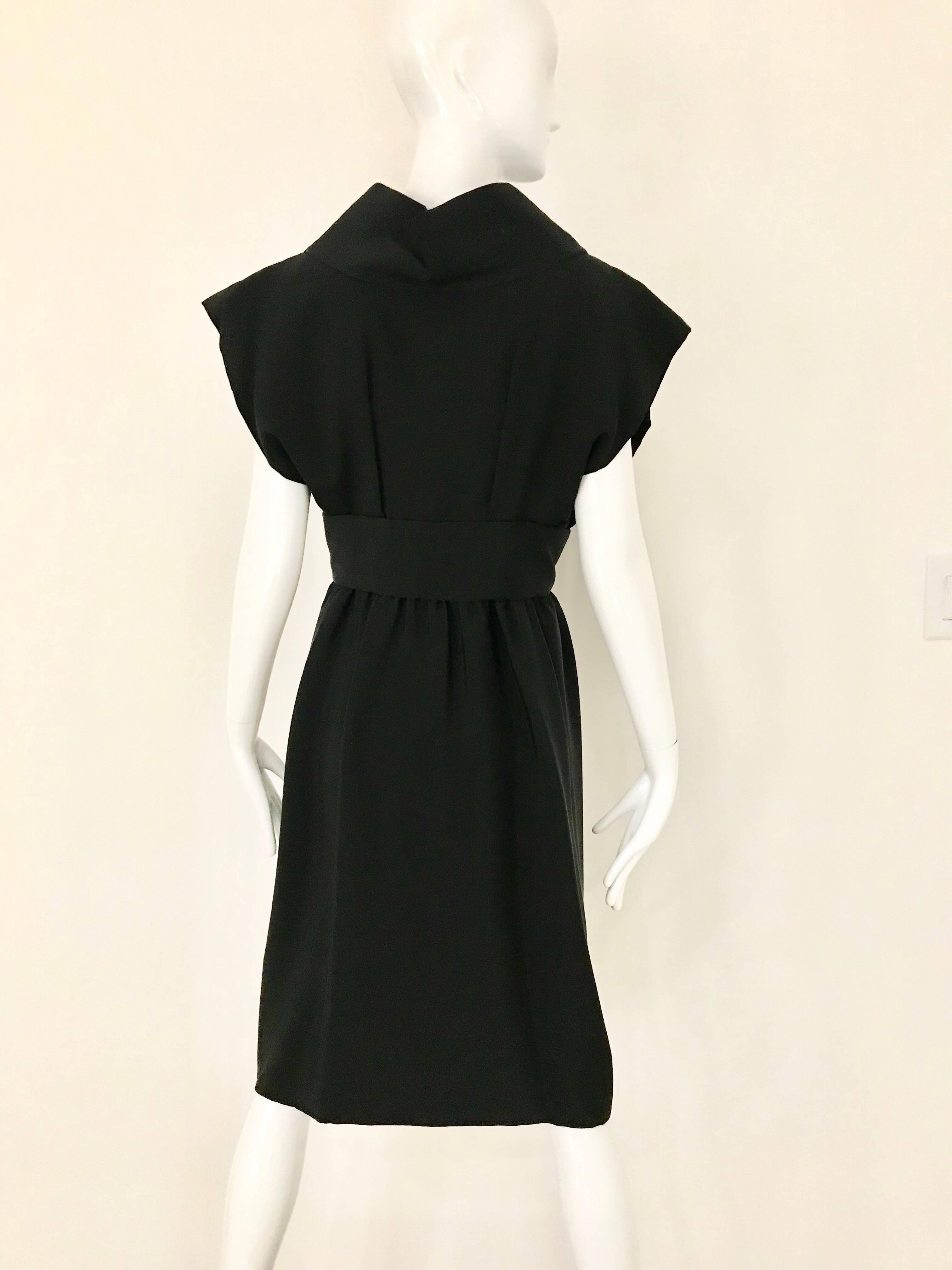 1960s Norman Norell Black Obi Dress  3
