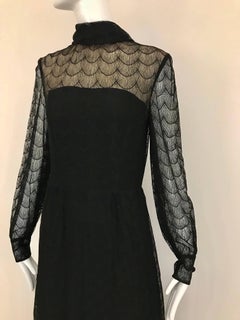 1970s Givenchy Black Lace Maxi Party Dress