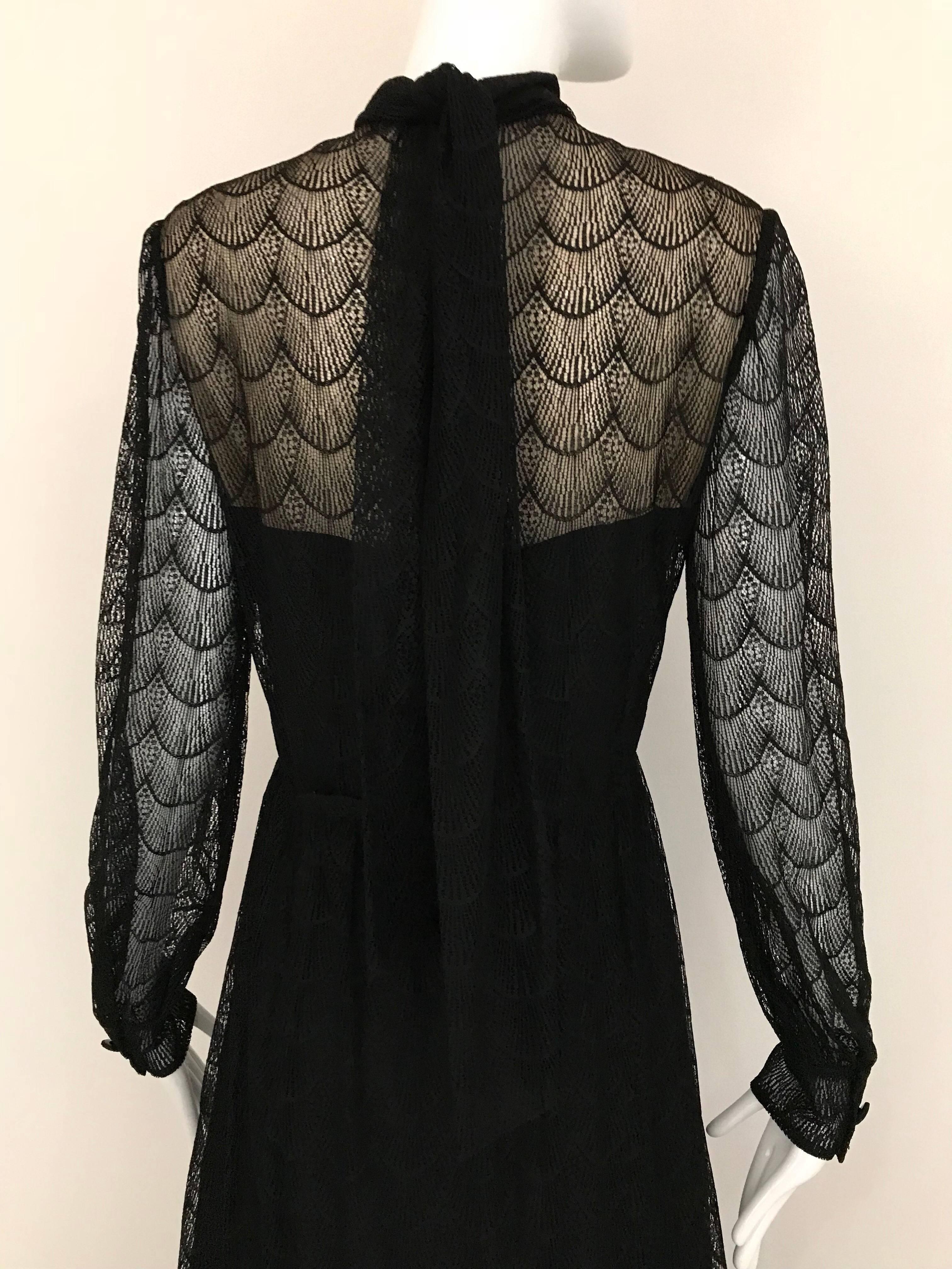Women's 1970s Givenchy Black Lace Maxi Party Dress