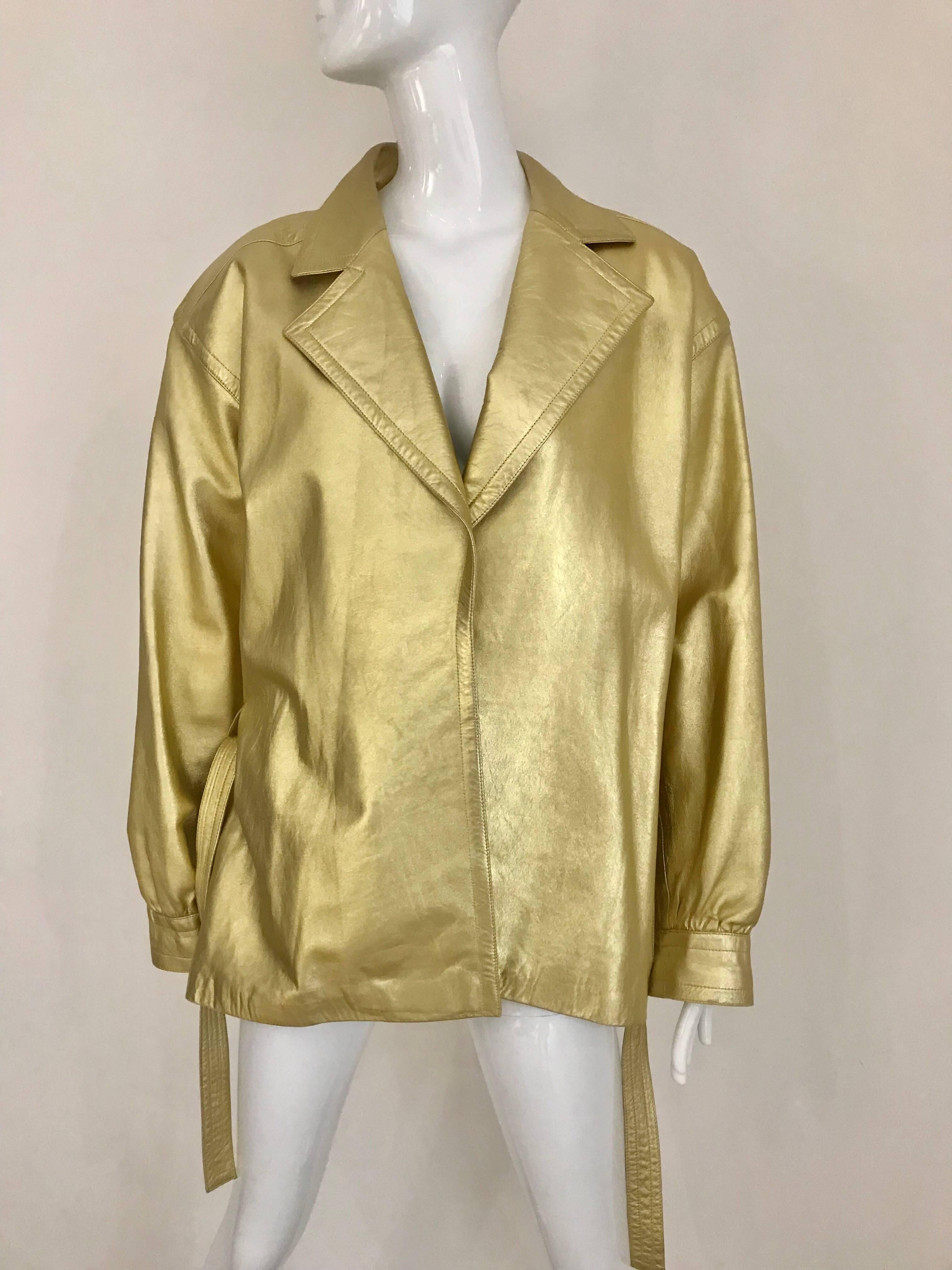 gold leather coat