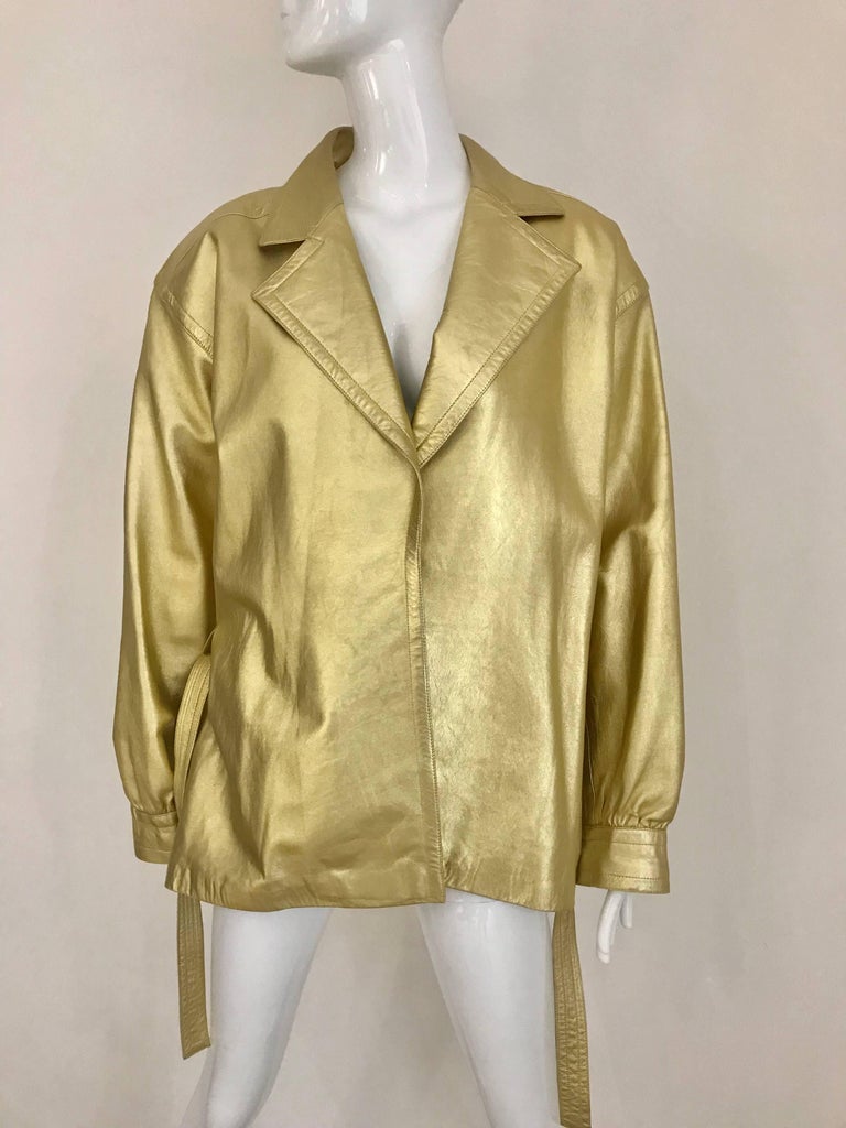 1980s Yves Saint Laurent Gold Leather jacket at 1stDibs | saint laurent ...