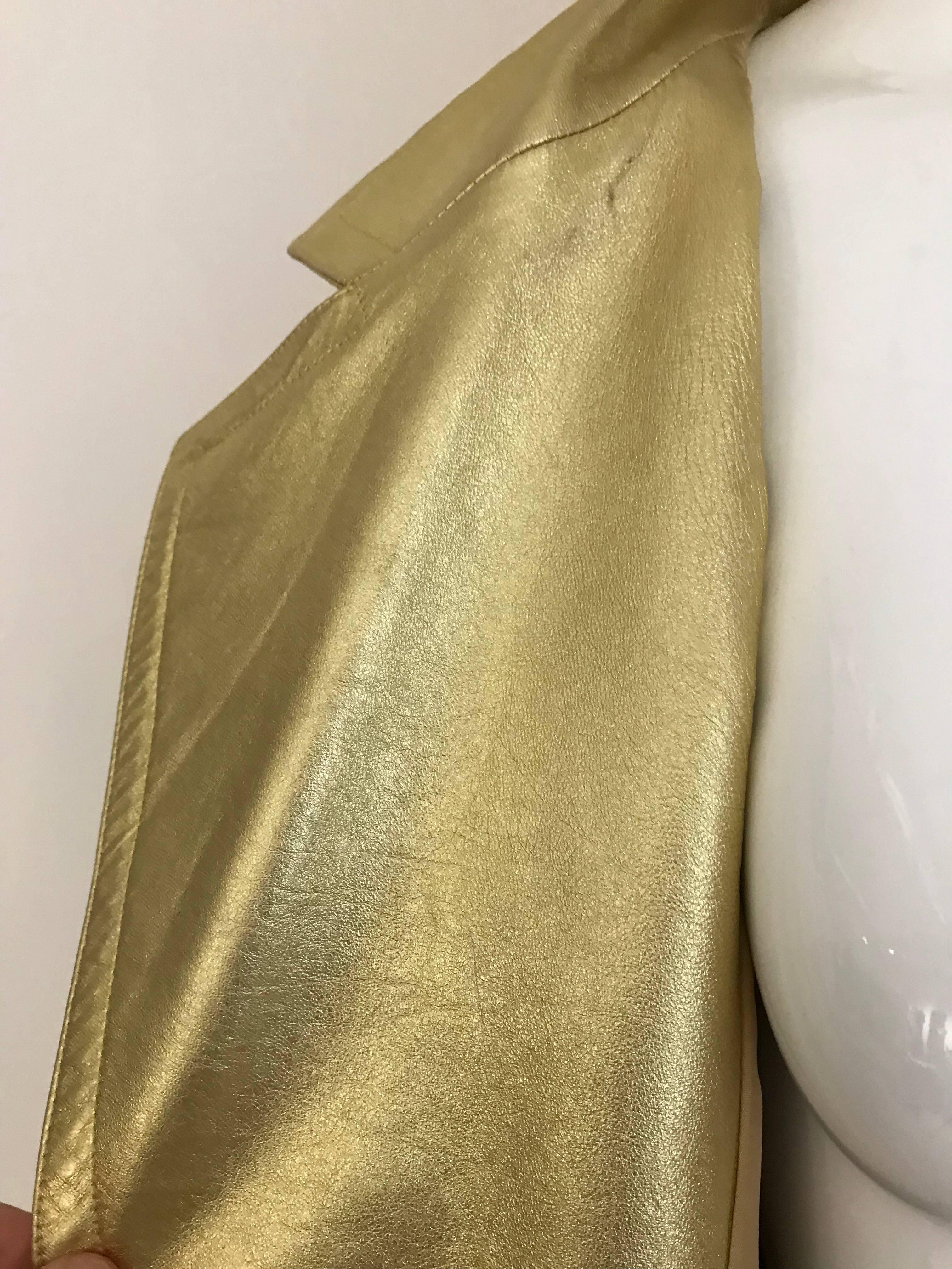 1980er Jahre Yves Saint Laurent Gold Lederjacke 3