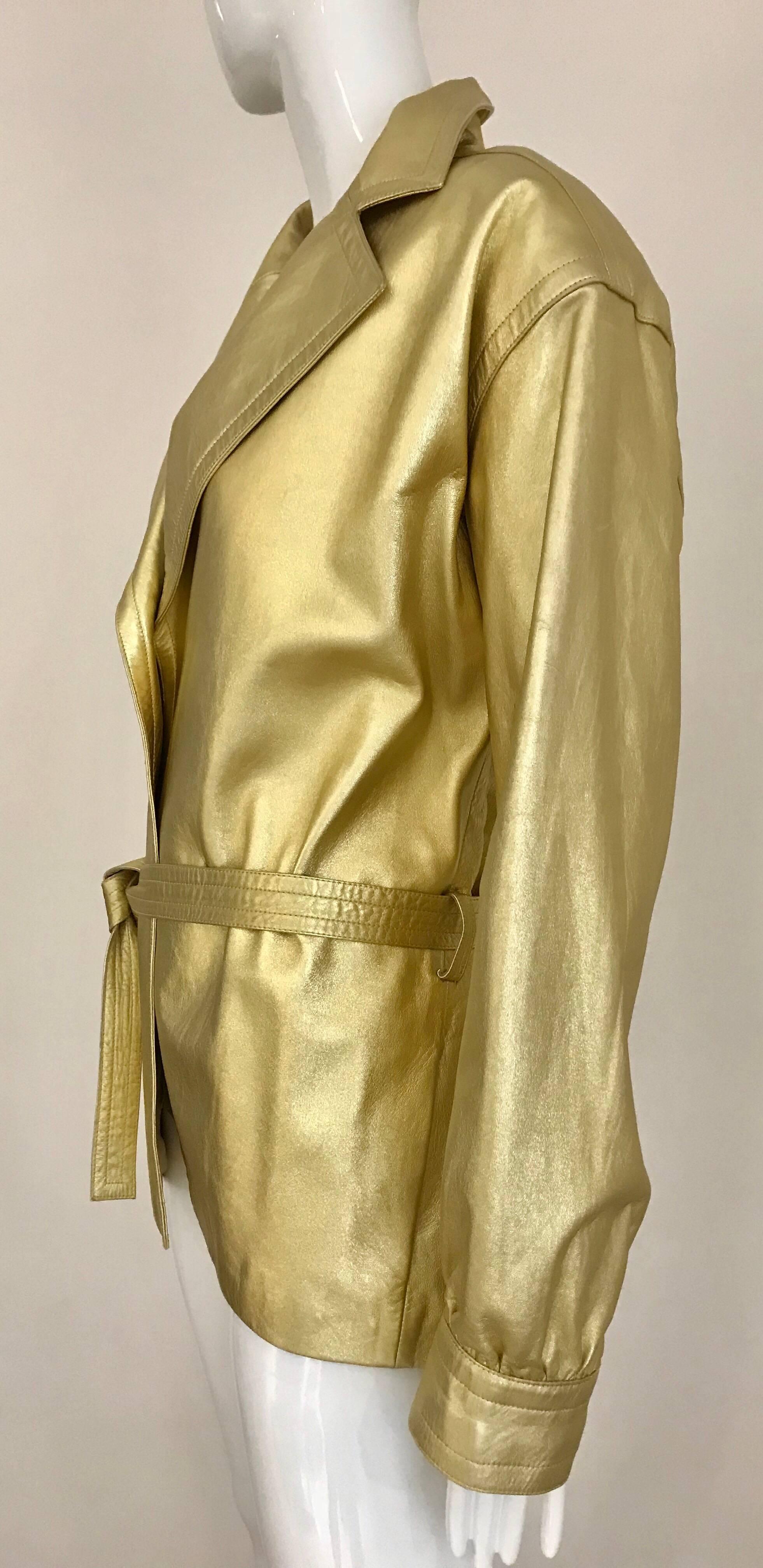 1980s Yves Saint Laurent Gold Leather jacket  2