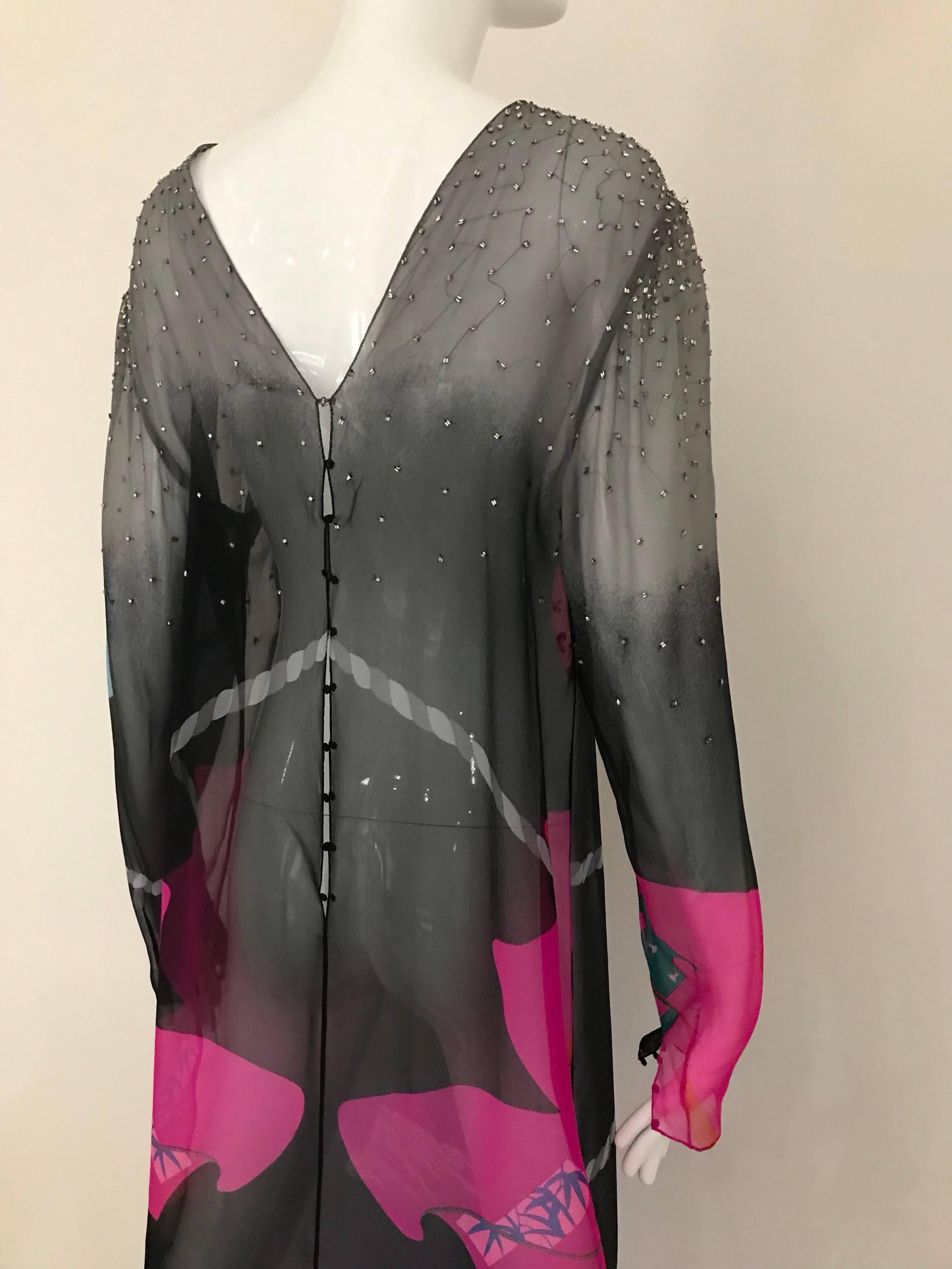 Vintage Hanae Mori Black and Pink Abstract Print Dress Skirt Ensemble In Excellent Condition For Sale In Beverly Hills, CA
