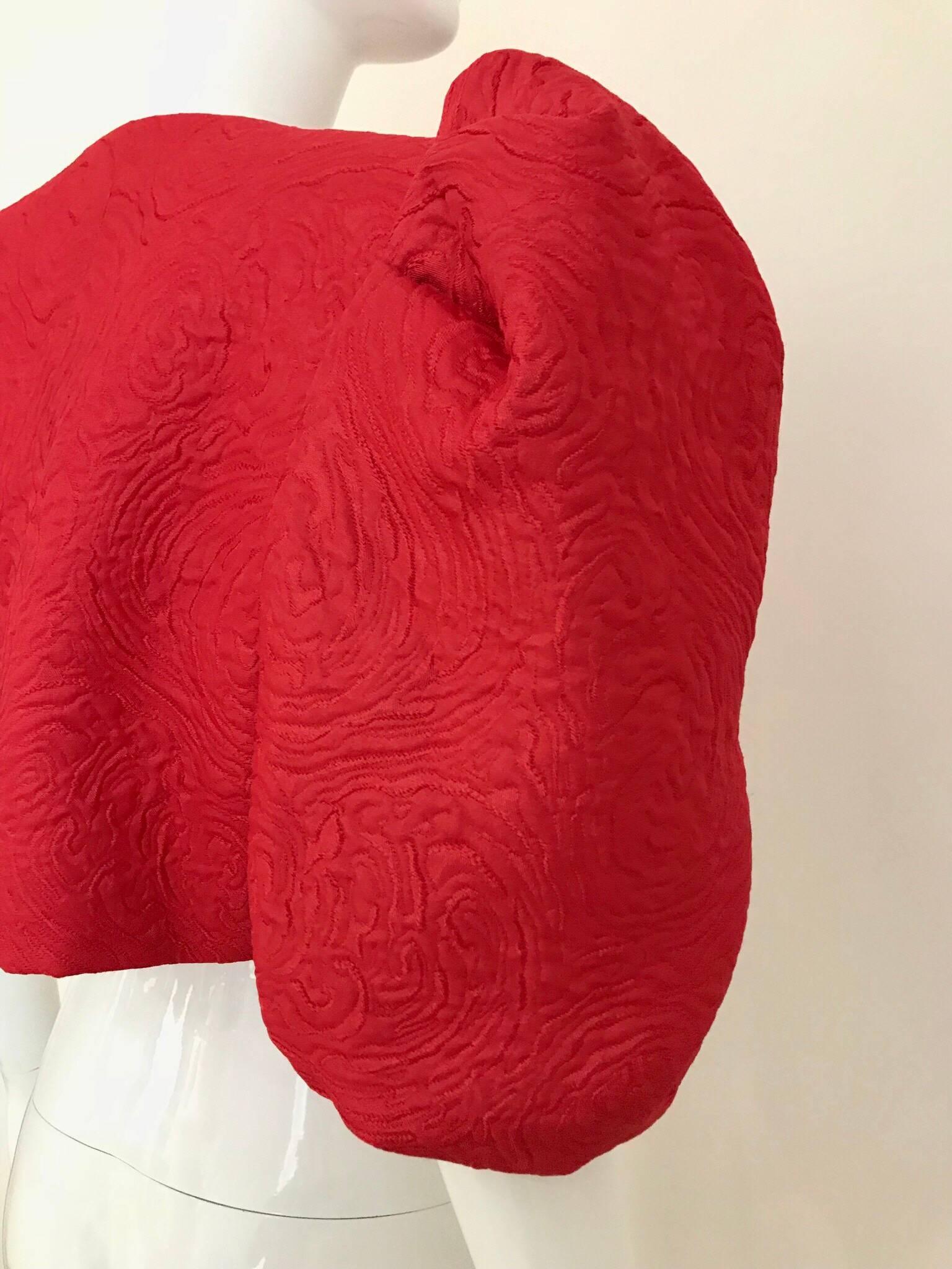 Vintage Red Saint Laurent Cropped Bolero Jacket 1980s In Excellent Condition In Beverly Hills, CA
