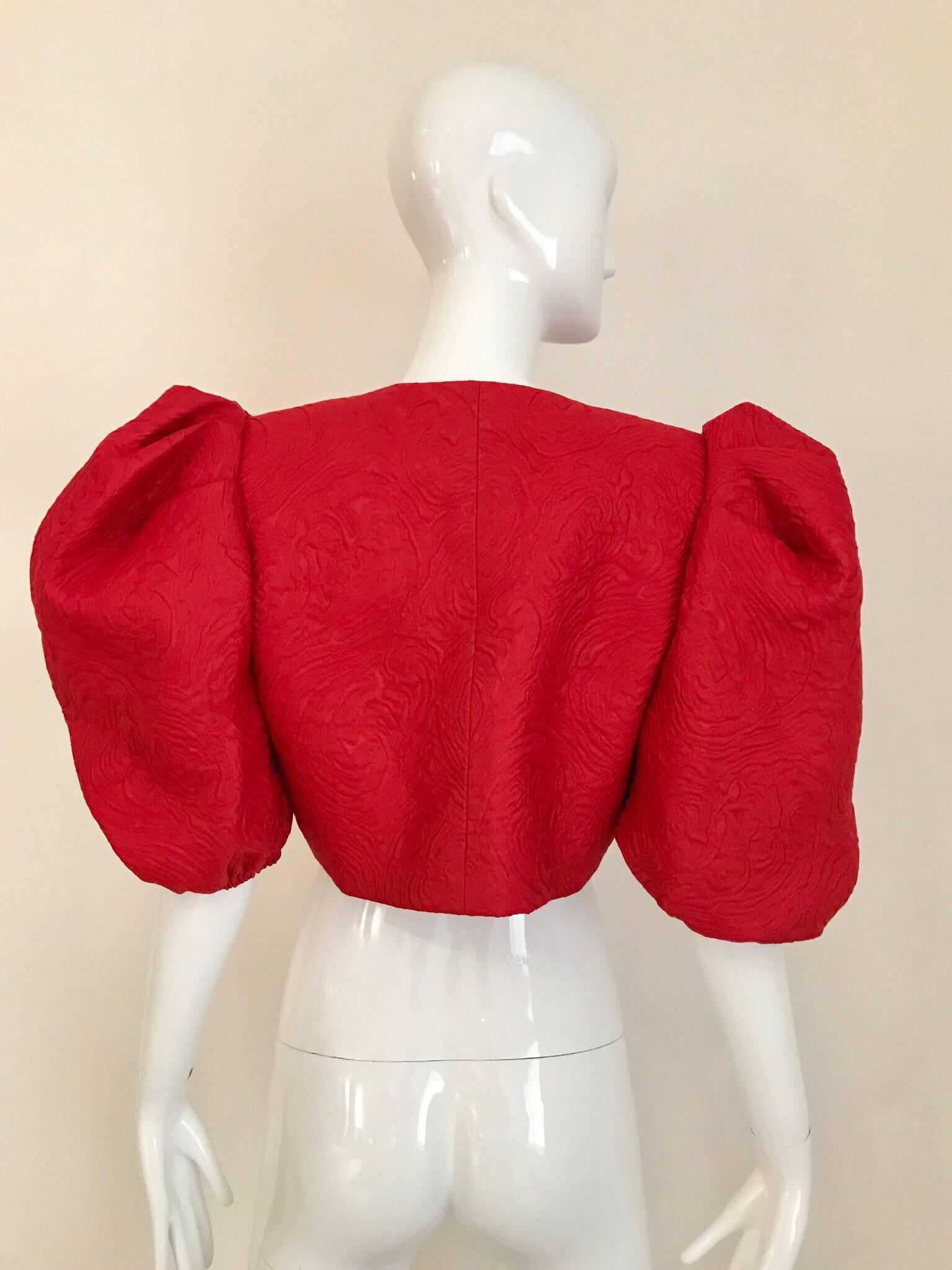 Women's Vintage Red Saint Laurent Cropped Bolero Jacket 1980s