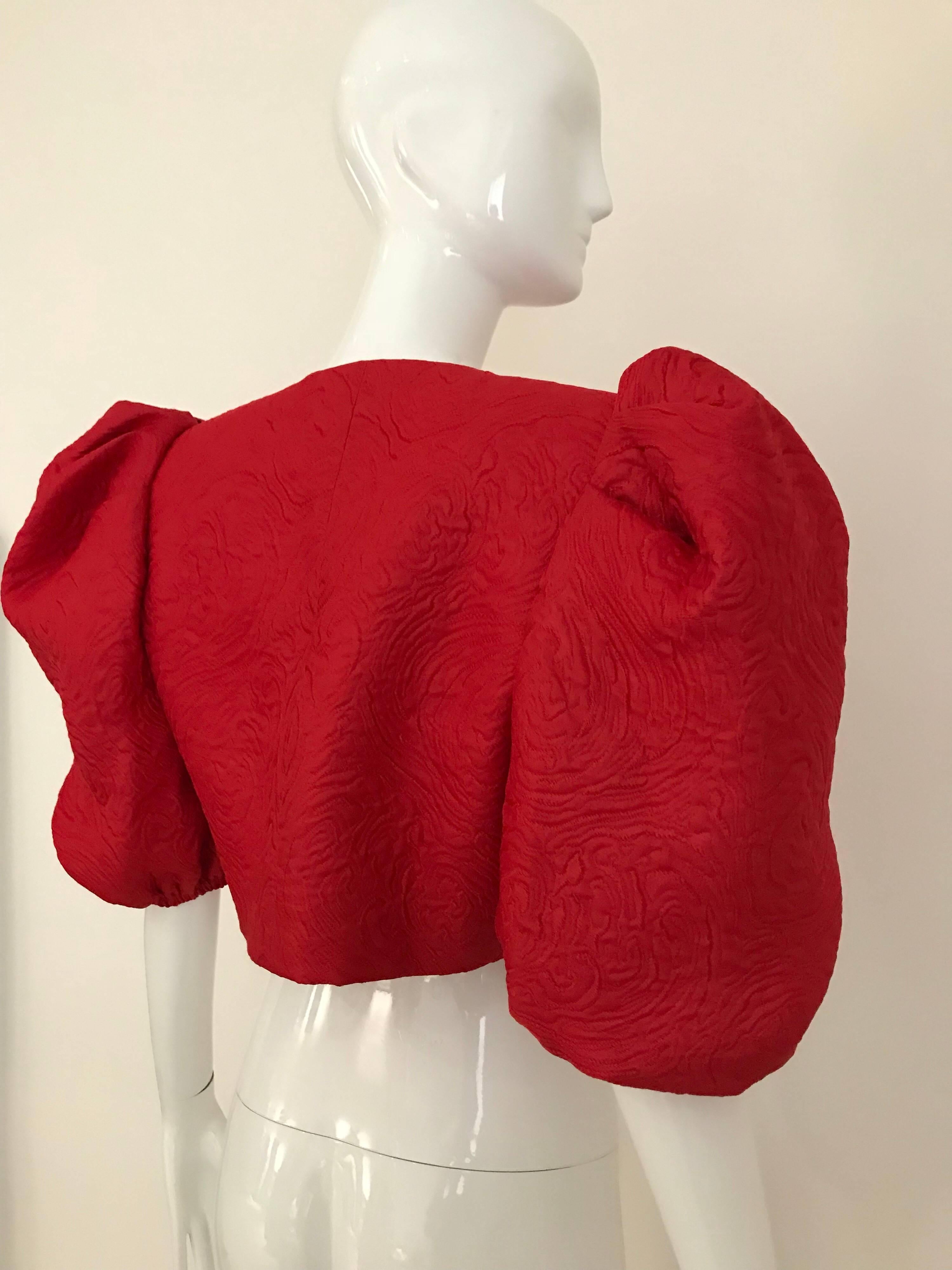 Vintage Red Saint Laurent Cropped Bolero Jacket 1980s 4