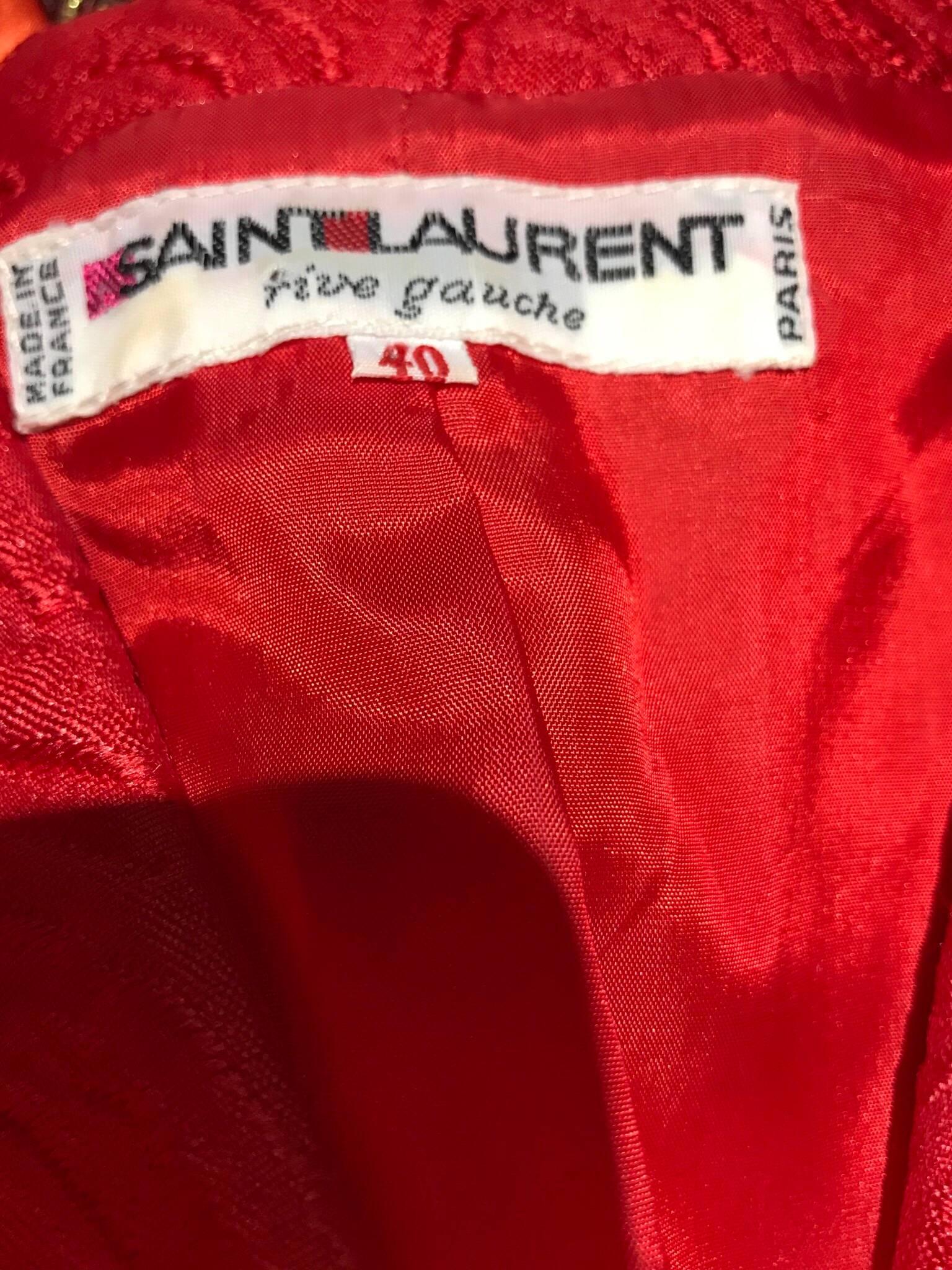 Vintage Red Saint Laurent Cropped Bolero Jacket 1980s 5