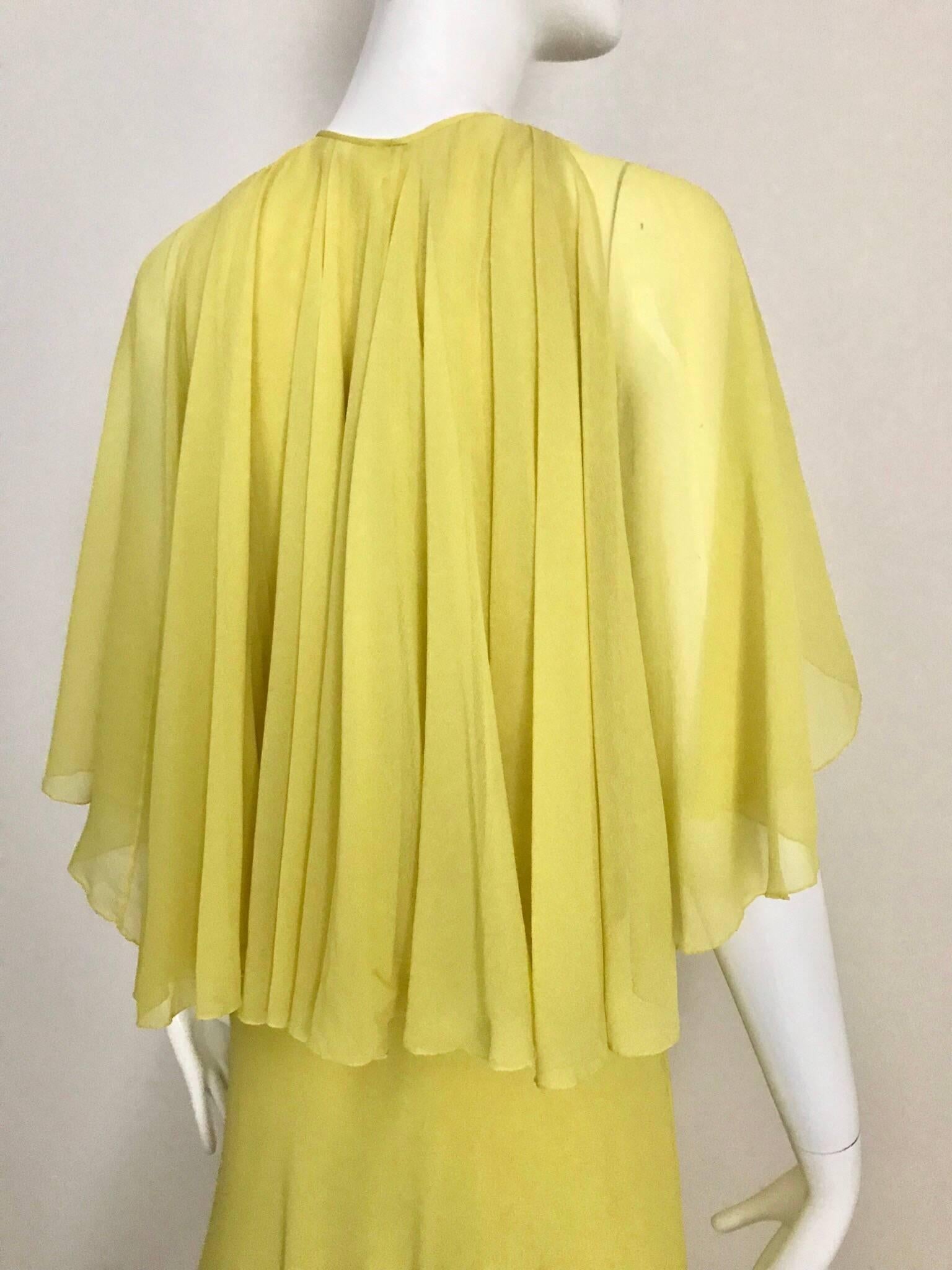 Vintage Galanos Chartruese Silk Blouse and Skirt Set 1970s In Good Condition In Beverly Hills, CA